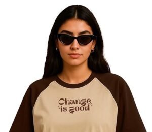 Online Fashion Store for Women - Brown graphic oversized t-shirt