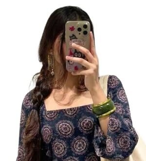 Online Fashion Hub - Blue printed ethnic top